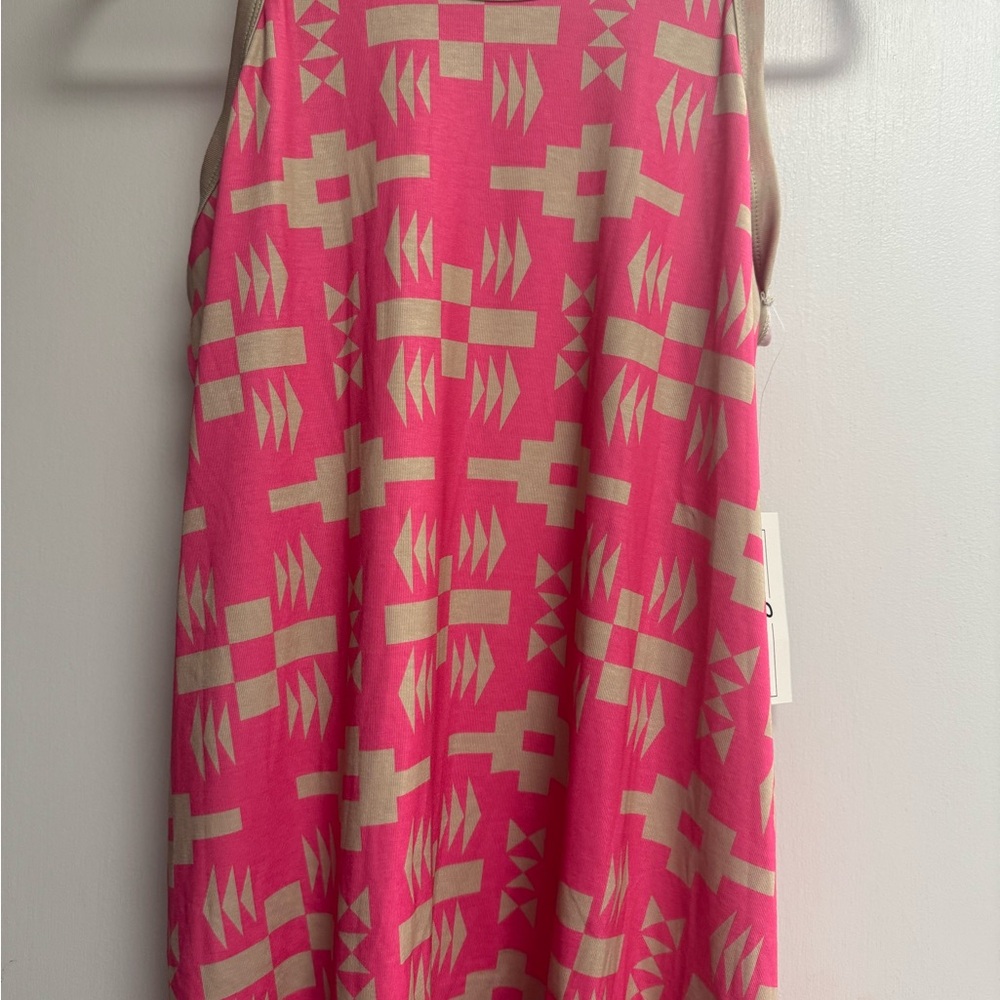 2Fly pink and Tan Geometric Patterned Tank Top